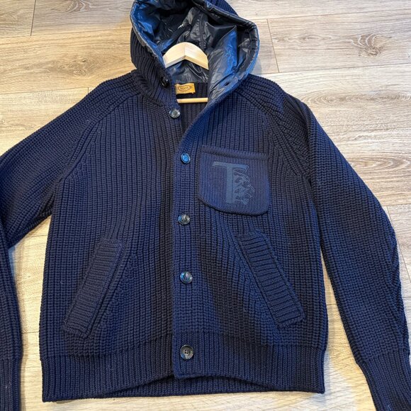 Tod's of Italy Men's Wool Hooded Button Down Cardigan Sweater, Size Small - Picture 8 of 8